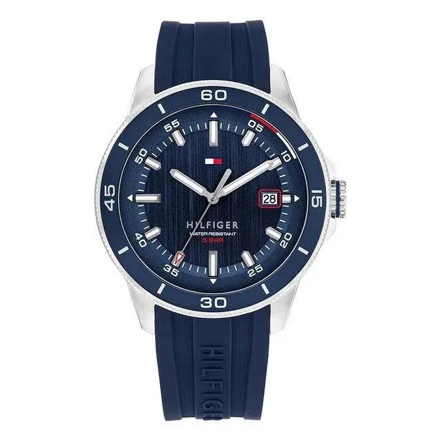 ✨Relógio Masculino Tommy Hilfiger Remy 1792225 Silicone 43 Mm Azul Azul Azul Azul Azul