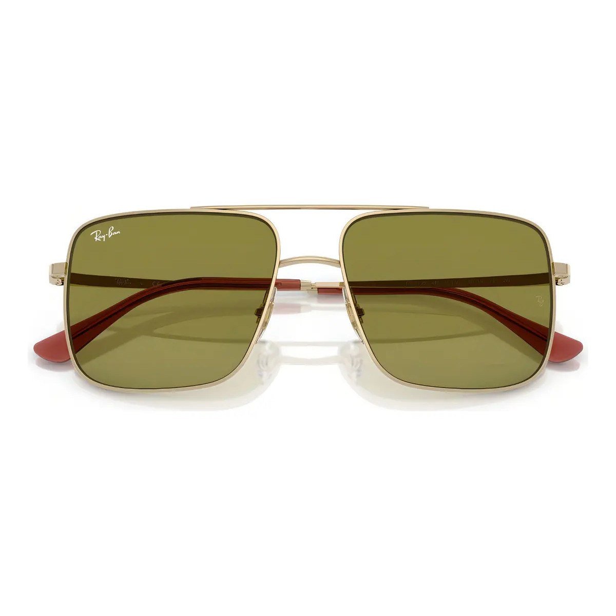 ✨ Óculos De Sol Masc/fem Ari Bio-based Quadrado Verde Ray Ban Cor Sólida Polido Ouro-pálido/verde Green Pale Gold Pale Gold