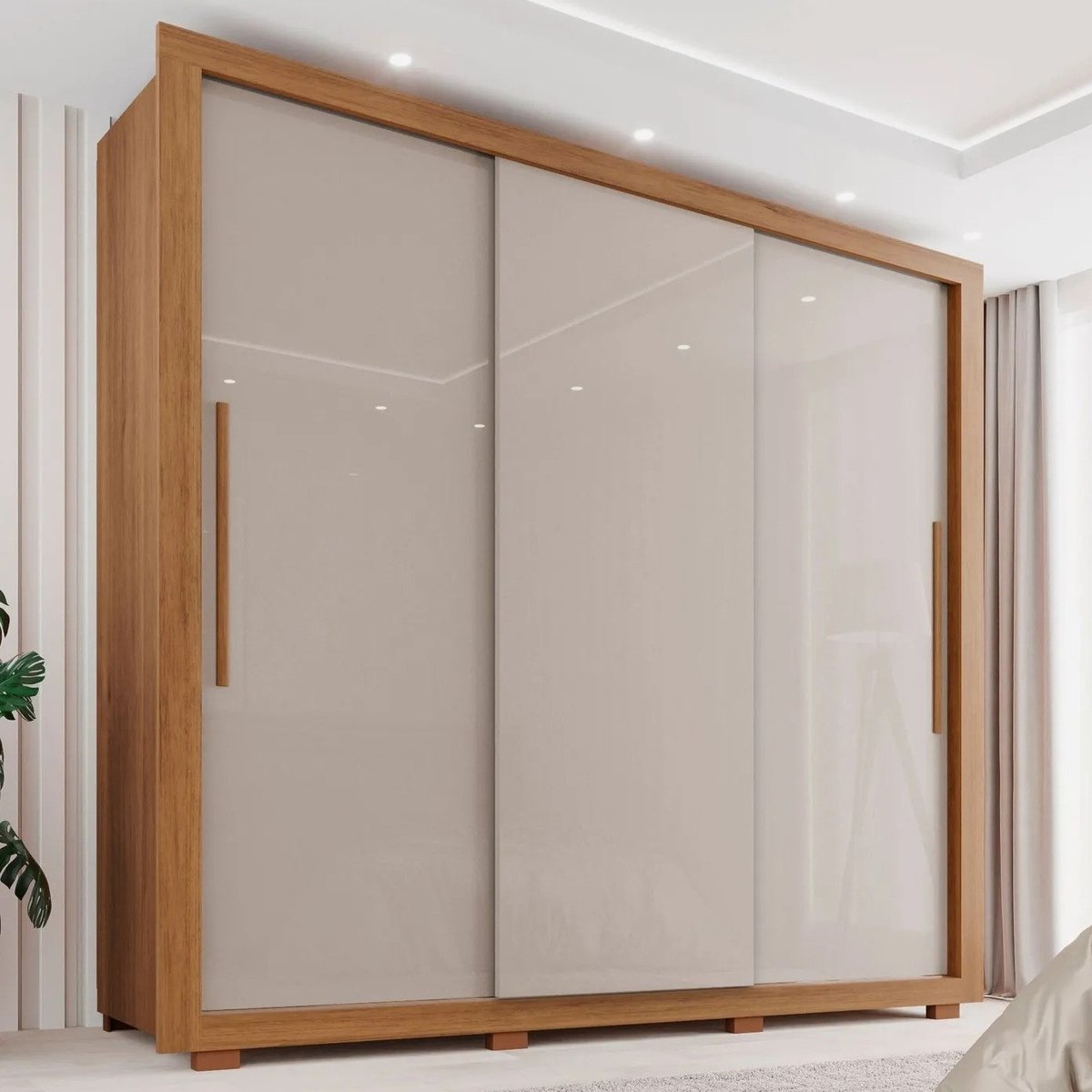✨ Guarda Roupa Casal 3 Portas 4 Gavetas Costa Rica Cinamomo/off-white