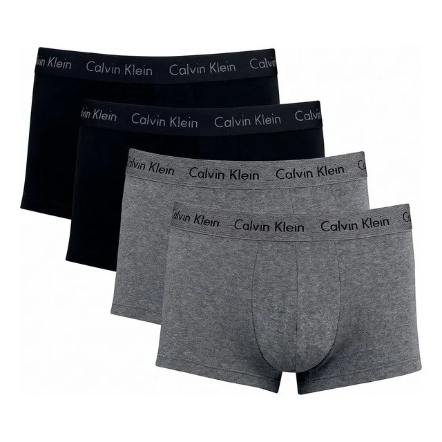 ✨ Kit Com 4 Cuecas Boxer Cotton Calvin Klein Original Cinza/preto10 Liso M