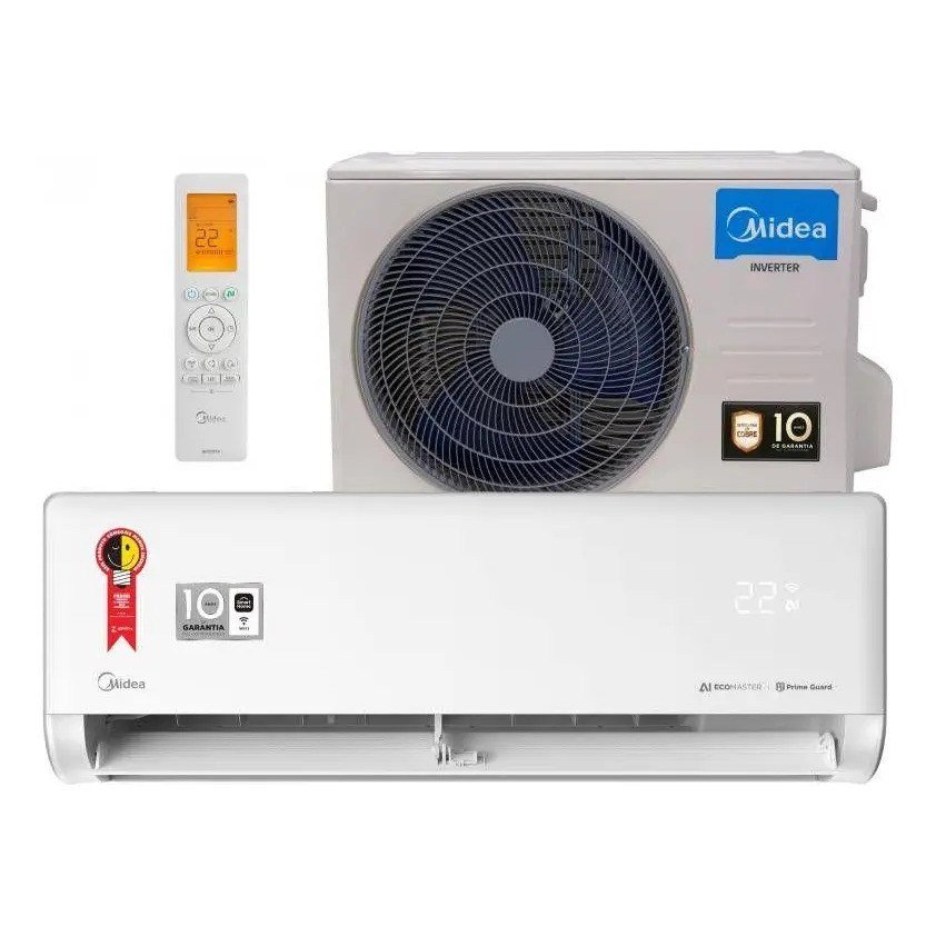 ✨ Ar condicionado Split Inverter 12000 BTUs Midea Ai Ecomaster frio quente branco