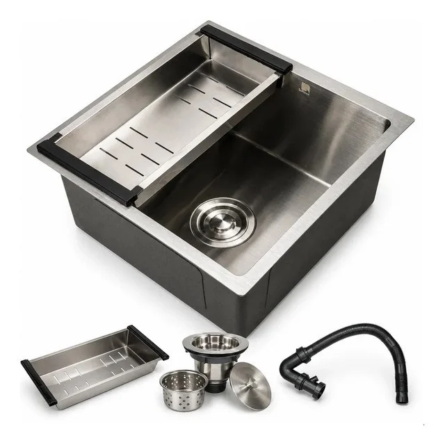 ✨Cuba Pia Cozinha Quadrada Escovada 44x44 Cm Luxo Inox