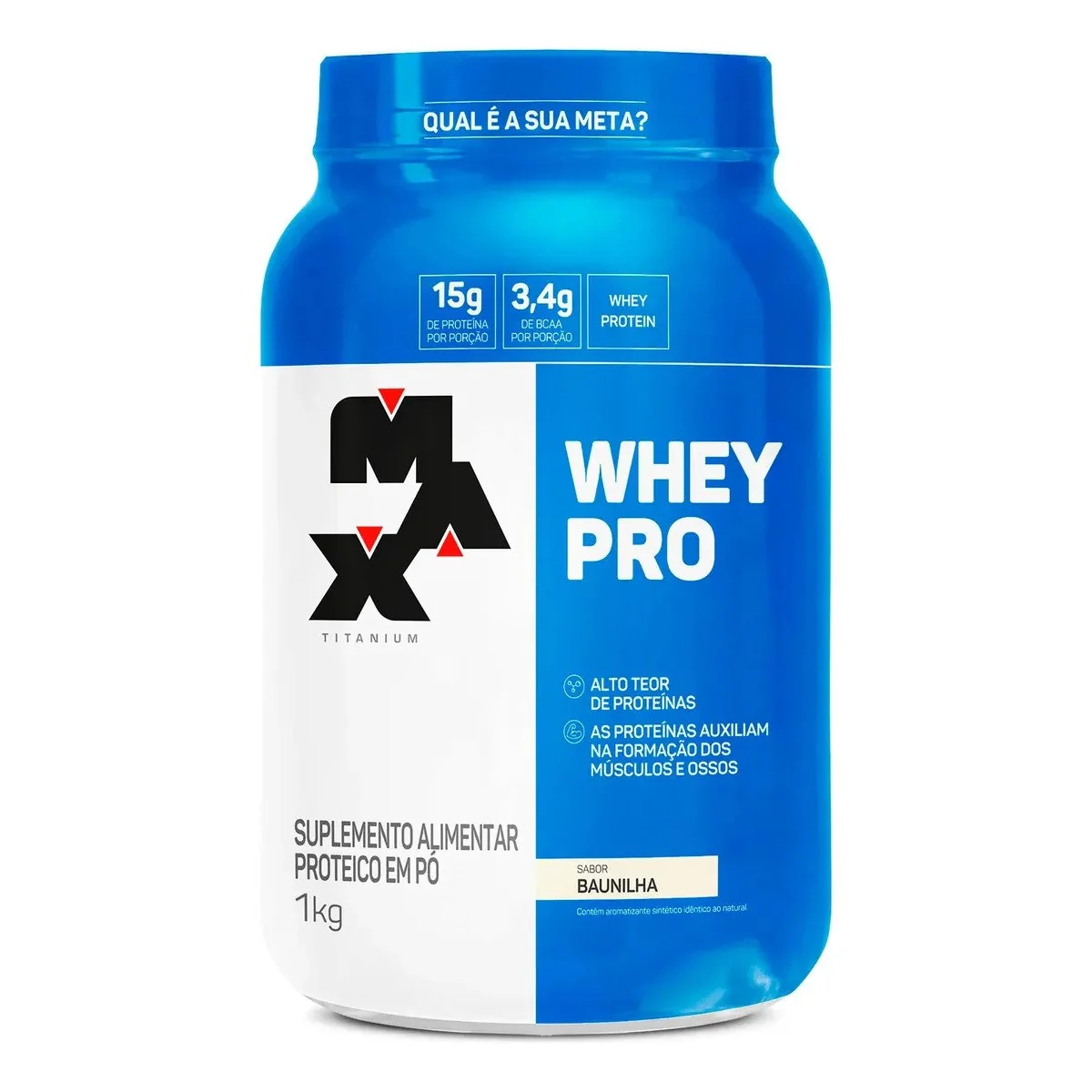 ✨ Whey Protein 1kg Whey Pro Max Titanium Sabor Baunilha BCAA e Aminoácidos