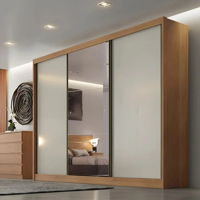 ✨Guarda-roupa Casal Soberano 3 Portas Correr Espelho 6 Gavetas Mdf Horizonte Cumaru / Fendi