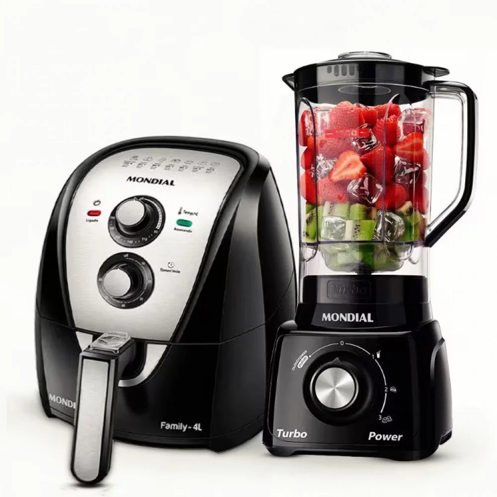 ✨Fritadeira Elétrica Sem Óleo Air Fryer AFN40BI 4L + Liquidificador Turbo Power L-99 FB 500W Mondial
