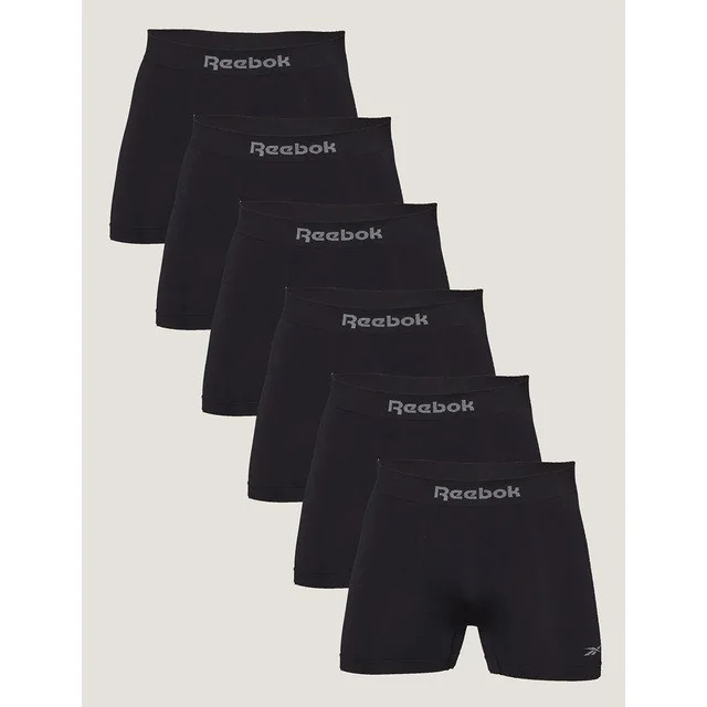 ✨Kit 6 Cuecas Reebok Boxer Masculino Poliamida Preto Liso G
