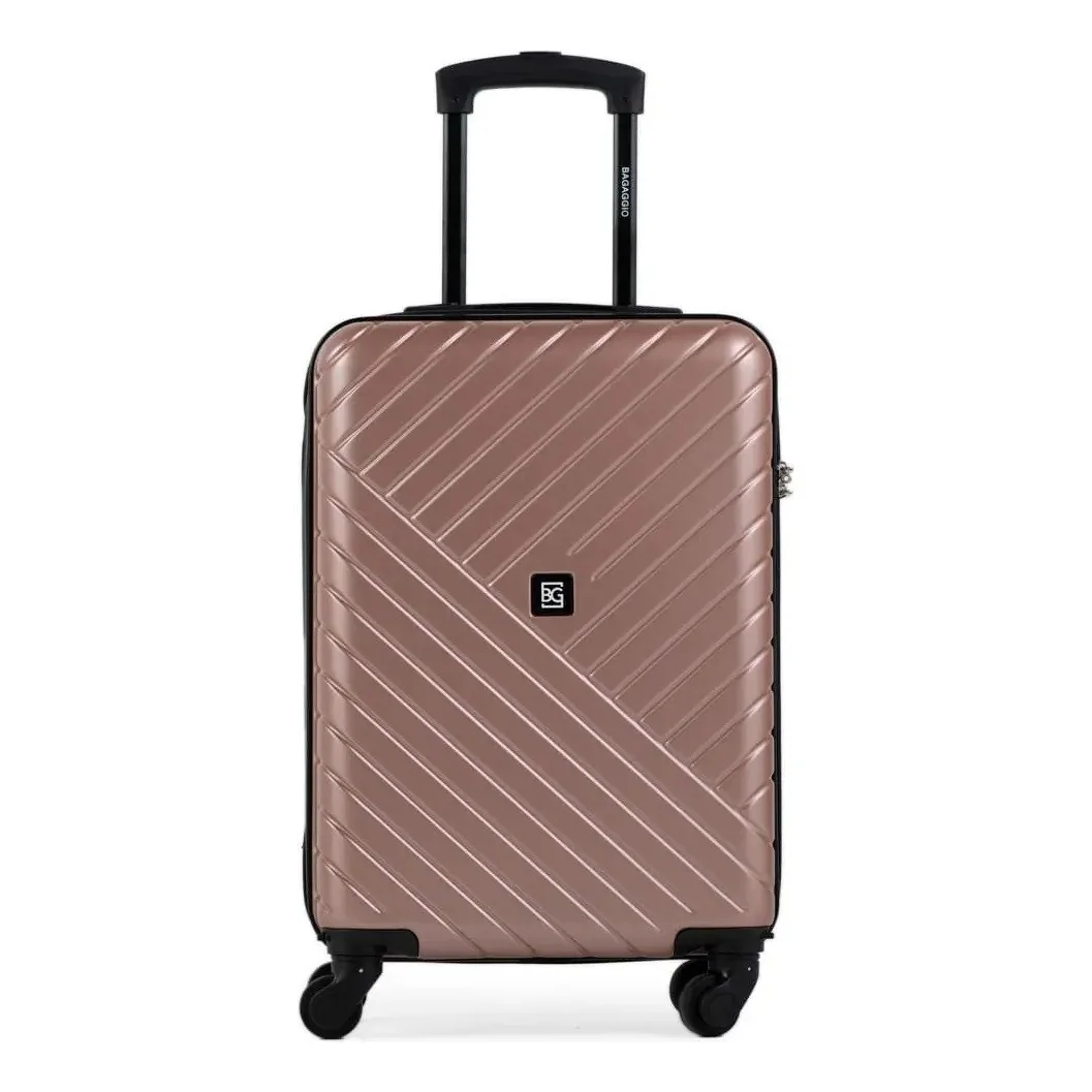 ✨ Mala De Bordo Abs 4 Rodas Detroit Rose/preto Rosé