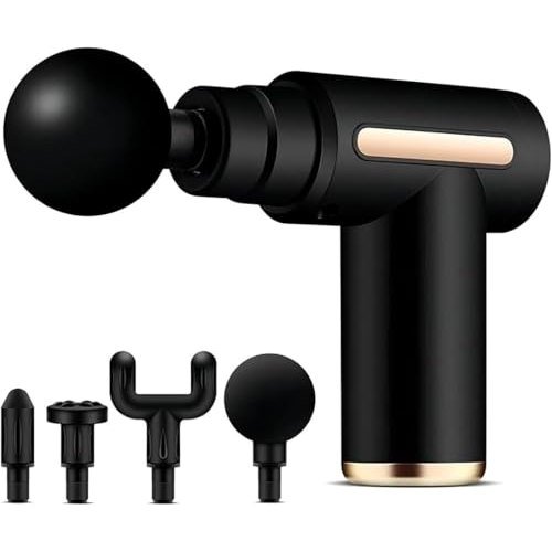 ✨ Massageador Elétrico Pistola Muscular Profissional Recarregável 4 Ponteiras Massagem Relaxante Alívio Dores Pós-Treino Miofascial Fitness Corpo Inteir...