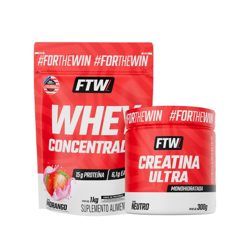 ✨Kit Whey Concentrado 1kg +  Creatina Ultra Pote 300g - FTW