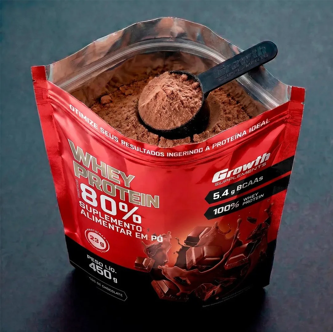 ✨ Whey Protein Concentrado 450g Growth Supplements Chocolate