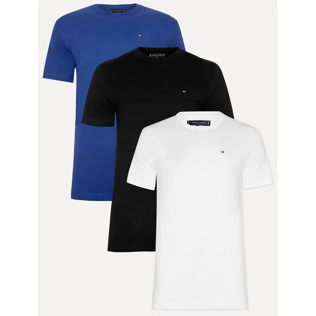 ✨Kit Camisetas Tommy Hilfiger Preta/branca/azul - Original