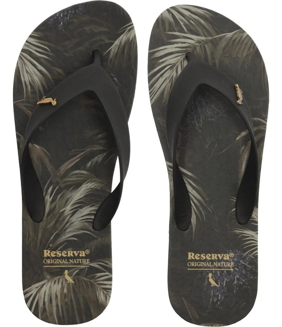 ✨ Chinelo Masculino Reserva Go R7500408950001u Energia Da Mata Preto Liso 39/0