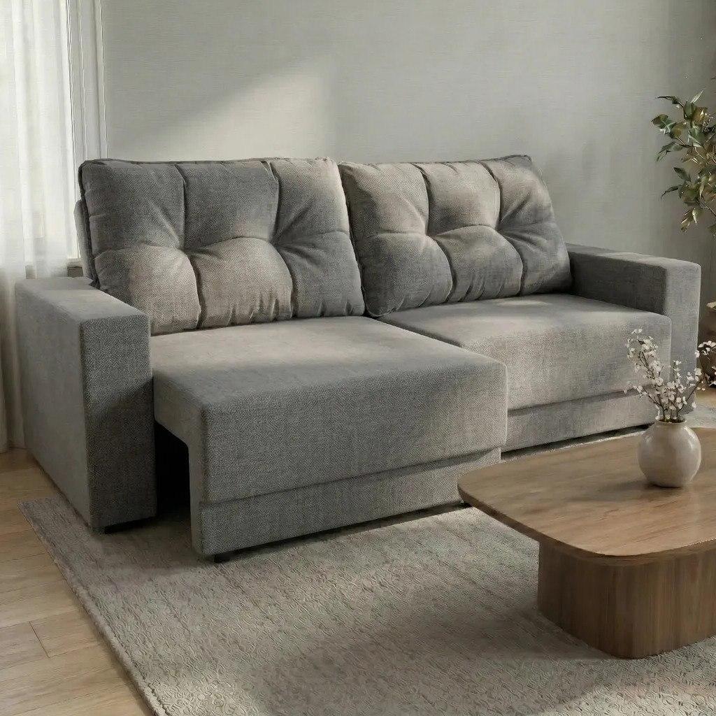 ✨ Sofá 3 Lugares Retrátil Lubeck Linho Cinza