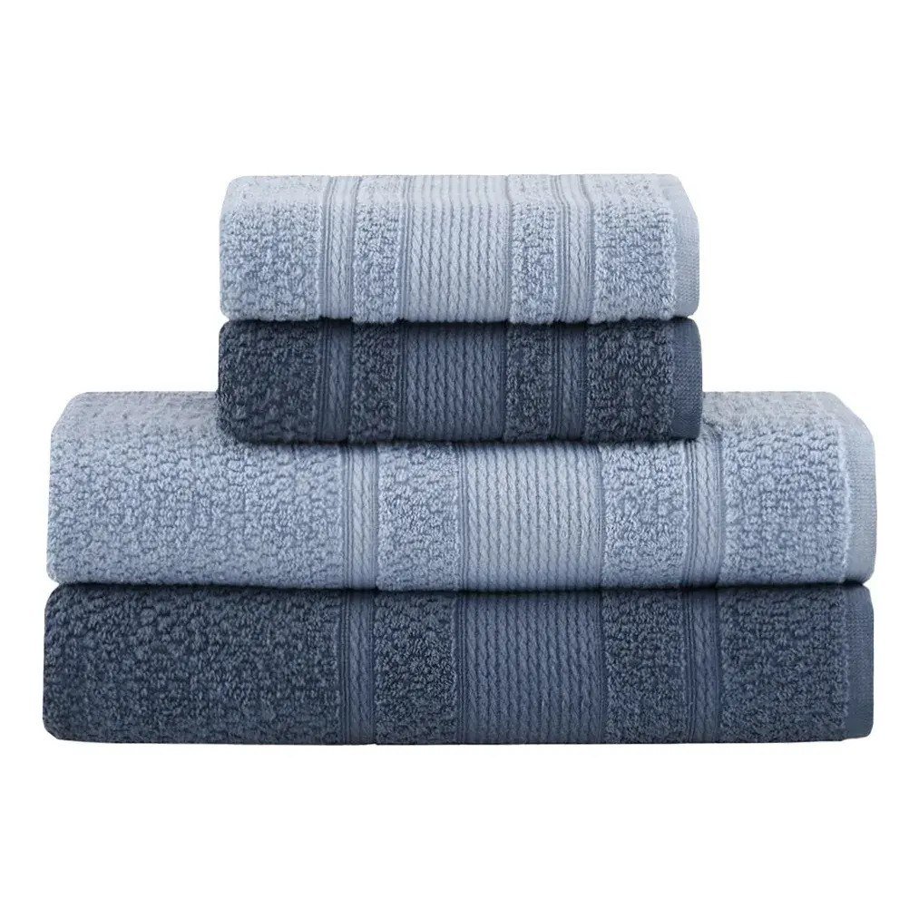 ✨ Jogo De Toalhas Buddemeyer Bella Extra Soft Banho 4 Peças Azul Claro/azul Marinho