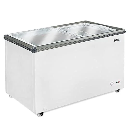 ✨ Freezer Expositor Horizontal Tampa de Vidro Eos 320 Litros Dupla Ação EEH400XX 110v