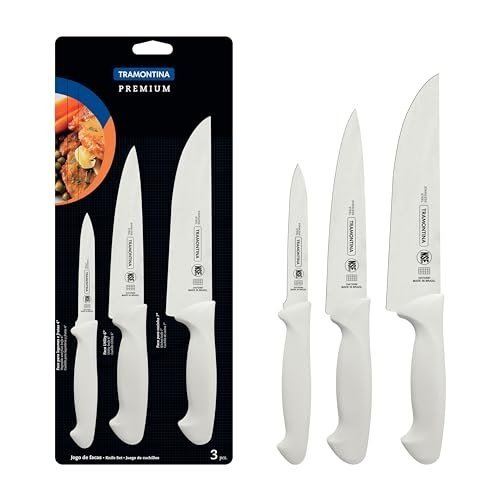 ✨ Jogo de Facas Premium Tramontina Branco, 3 Peças
