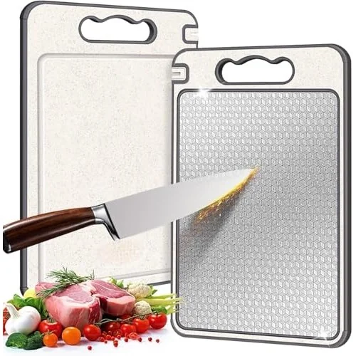 ✨ LUMAI Tábua de Corte Dupla Face, Aço Inox 304 com Afiador