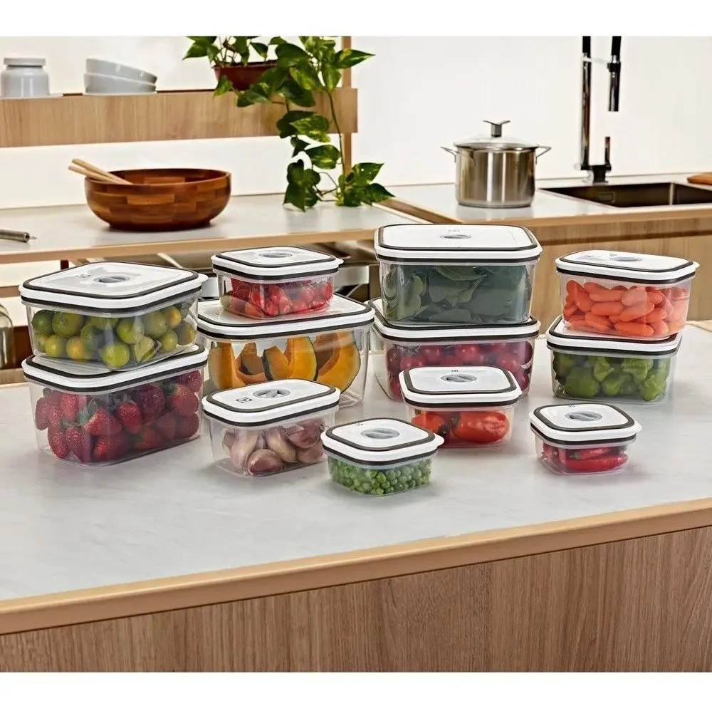 ✨Electrolux Kit 12 Potes Herméticos De Plástico Retangulares, Multiuso, Vedação Silicone, Bpa Free, Porta Mantimentos, Empilháveis Cinza