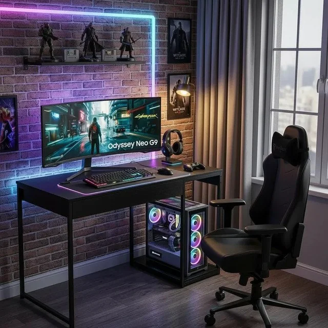 ✨ Escrivaninha Gamer Mesa Para Computador Com Suporte Para Cpu Preto