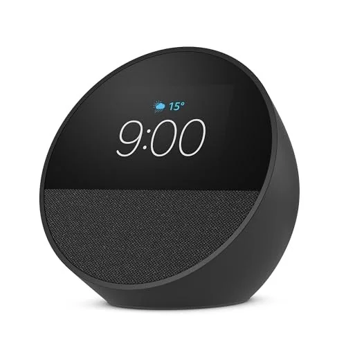 ✨ Echo Spot com Alexa (Geração mais recente) | Despertador inteligente com som vibrante | Cor Preta, com Acesso Antecipado à Alexa+