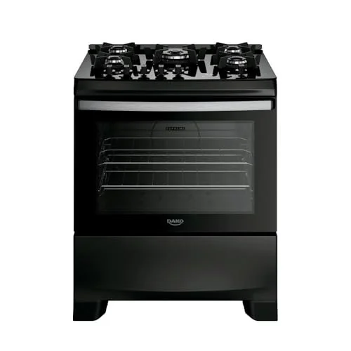 ✨ Fogão 5 Bocas Dako Supreme Black Glass com Timer Digital e Mesa de Vidro Preto Bivolt
