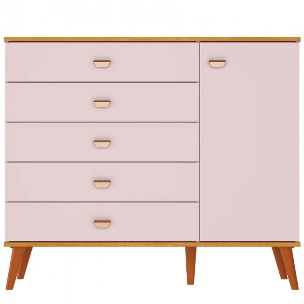 ✨Cômoda Infantil Bartira Ternura com 5 Gavetas e 1 Porta com 106,8 cm de Largura