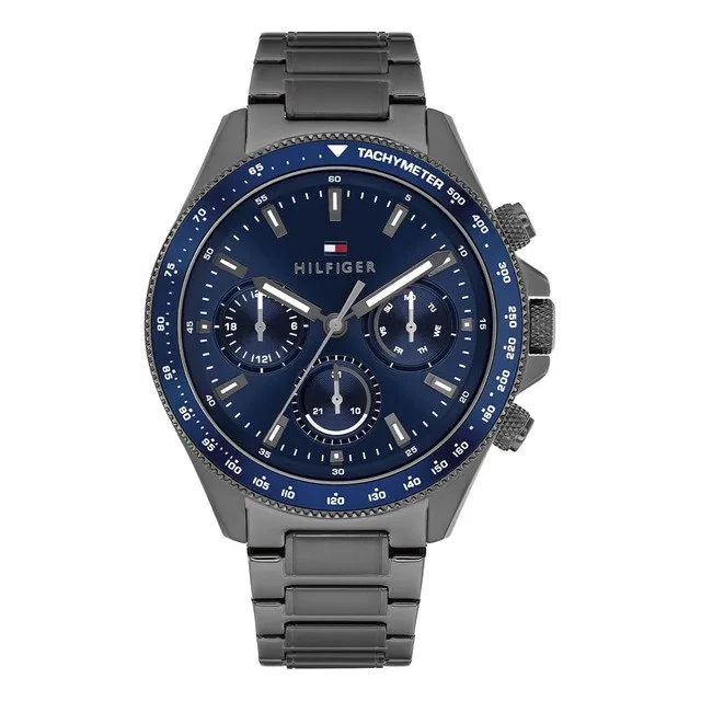 ✨ Relógio Tommy Hilfiger Clark Masculino Em Aço Cinza 1792212 Cinza Azul