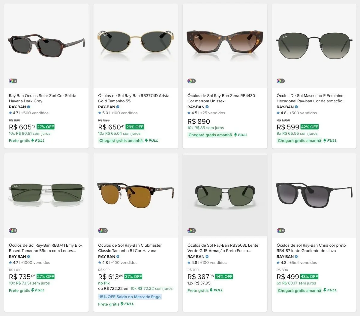 Óculos De Sol RB3757 Cinza escuro Ray-ban
