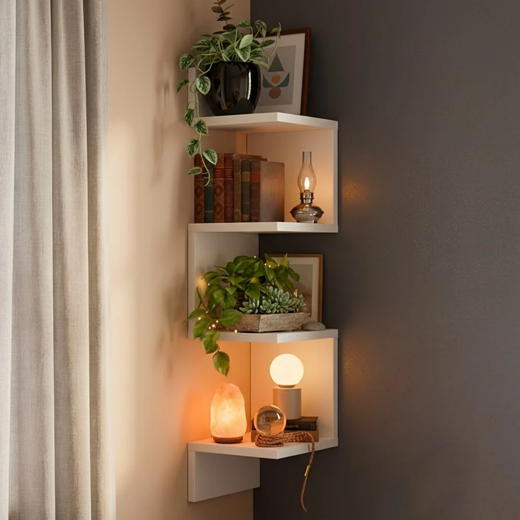 ✨Prateleira De Canto Livros Nicho Mdf Decoração Branca Preta
