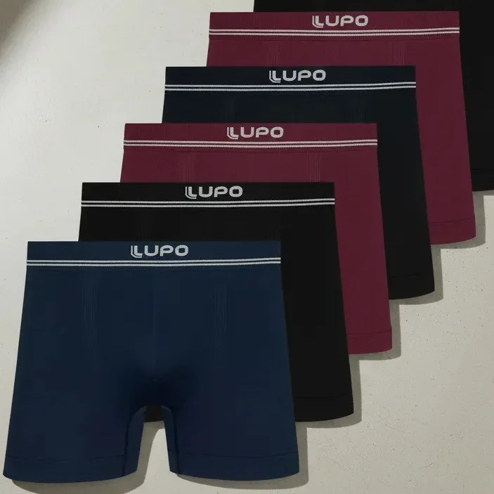 ✨ Kit 10 Cuecas Boxer Lupo Microfibra Sem Costura 5 Preta 3 Marinho 2 Marsala G