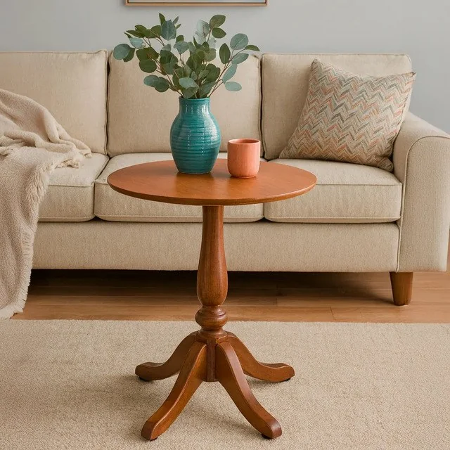 ✨Mesa Lateral Vintage Pé Torneado  Castanho