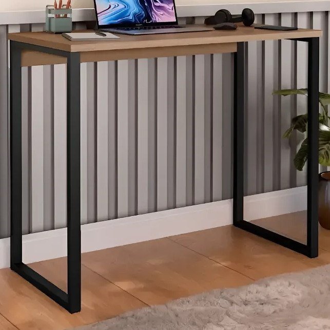 ✨ Escrivaninha Industrial Mesa Estudo Aparador Office Aço Mdf