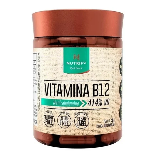 ✨ Vitamina B12 Metilcobalamina 414% 60caps Nutrify Cápsulas