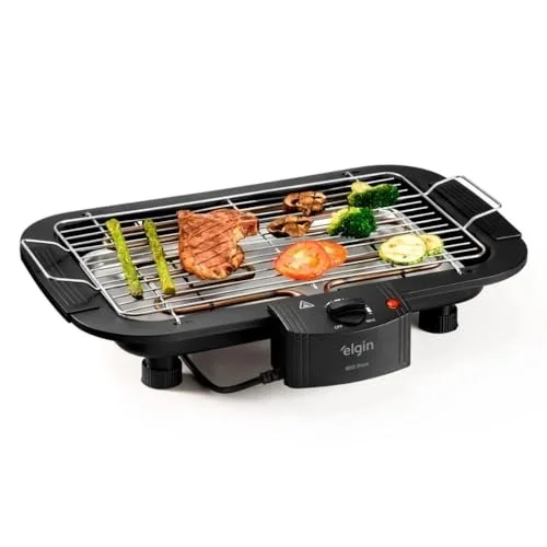 ✨ Churrasqueira Elétrica De Mesa Bbq Show Elgin 110V Com controle de temperatura, bandeja anti-fumaça e grelha removível