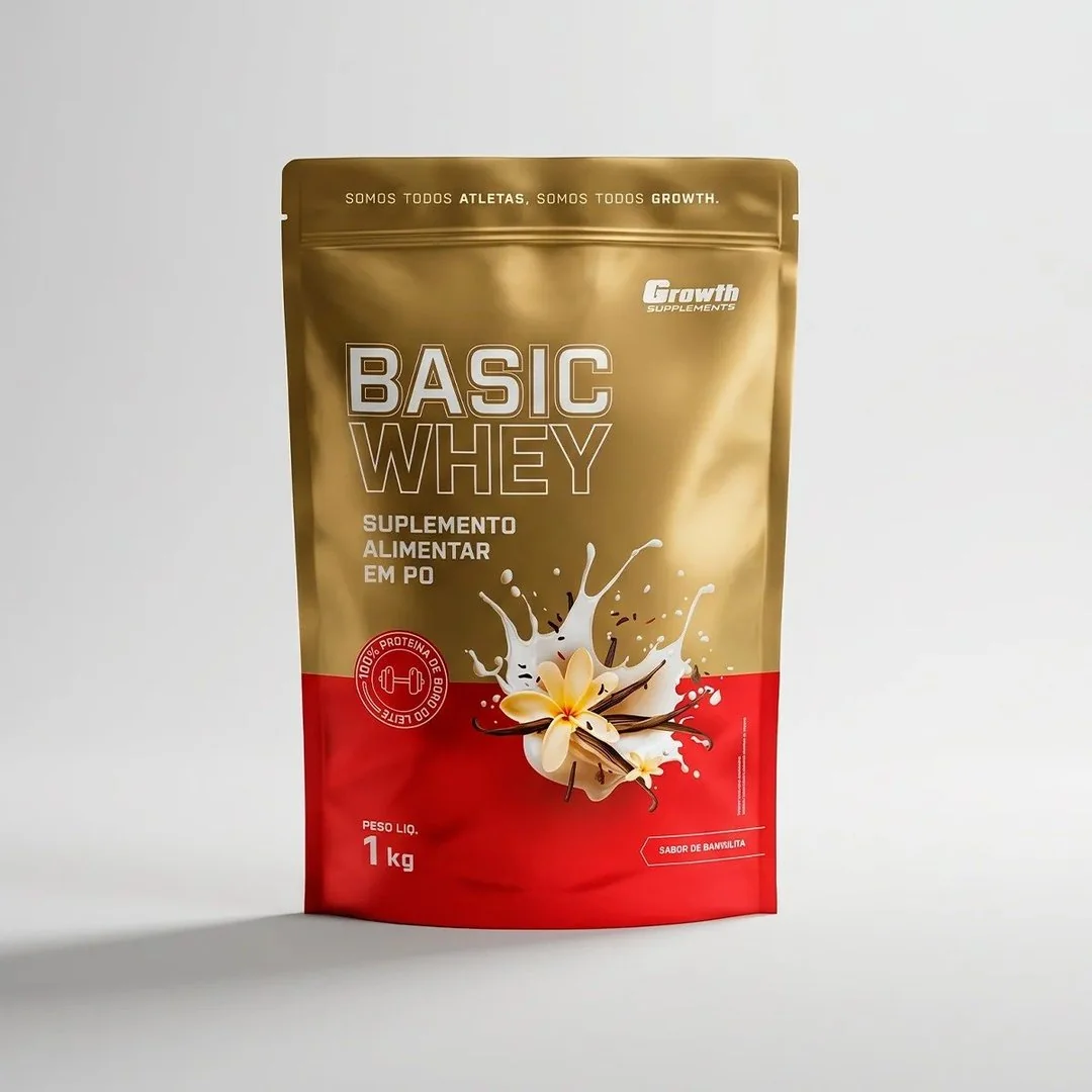 ✨Basic Whey 1kg Growth Supplements Baunilha