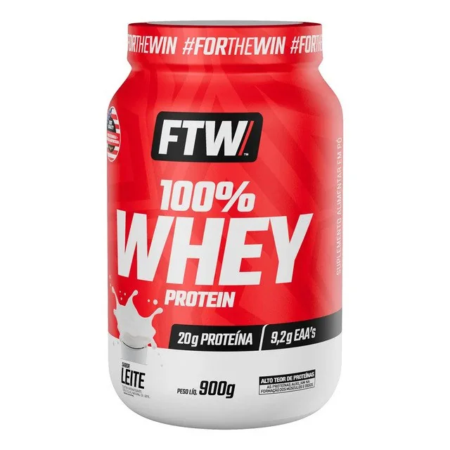 ✨Whey Protein 100% Concentrado Pote 900g Sabor Leite - Ftw