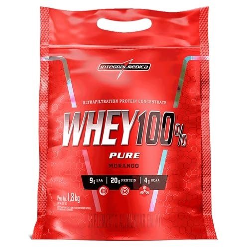 ✨ Integralmédica Whey 100% Pure Concentrado Morango 1,8kg