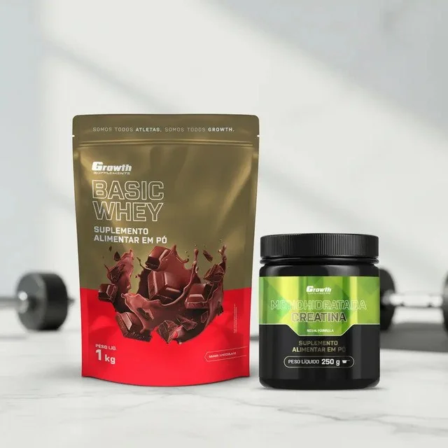 ✨Kit Growth: Whey Protein Basic Chocolate 1kg + Creatina Monohidratada 250g