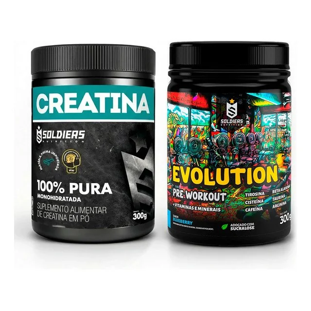 ✨ Kit: Creatina 300g + Pré-treino Evolution 300g Soldiers Nutr