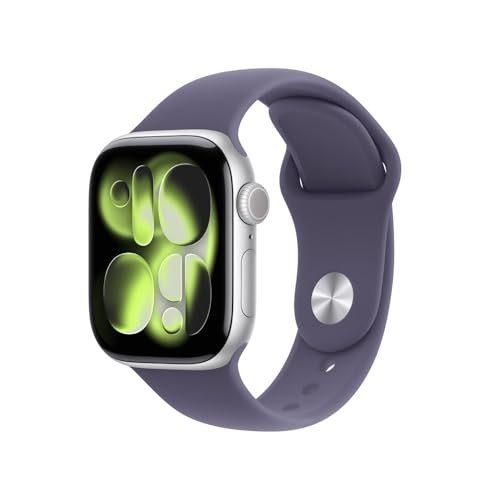 ✨ Apple Watch Series 11 GPS, Caixa em alumínio prateado de 42 mm com Bracelete desportiva roxo névoa - P/M