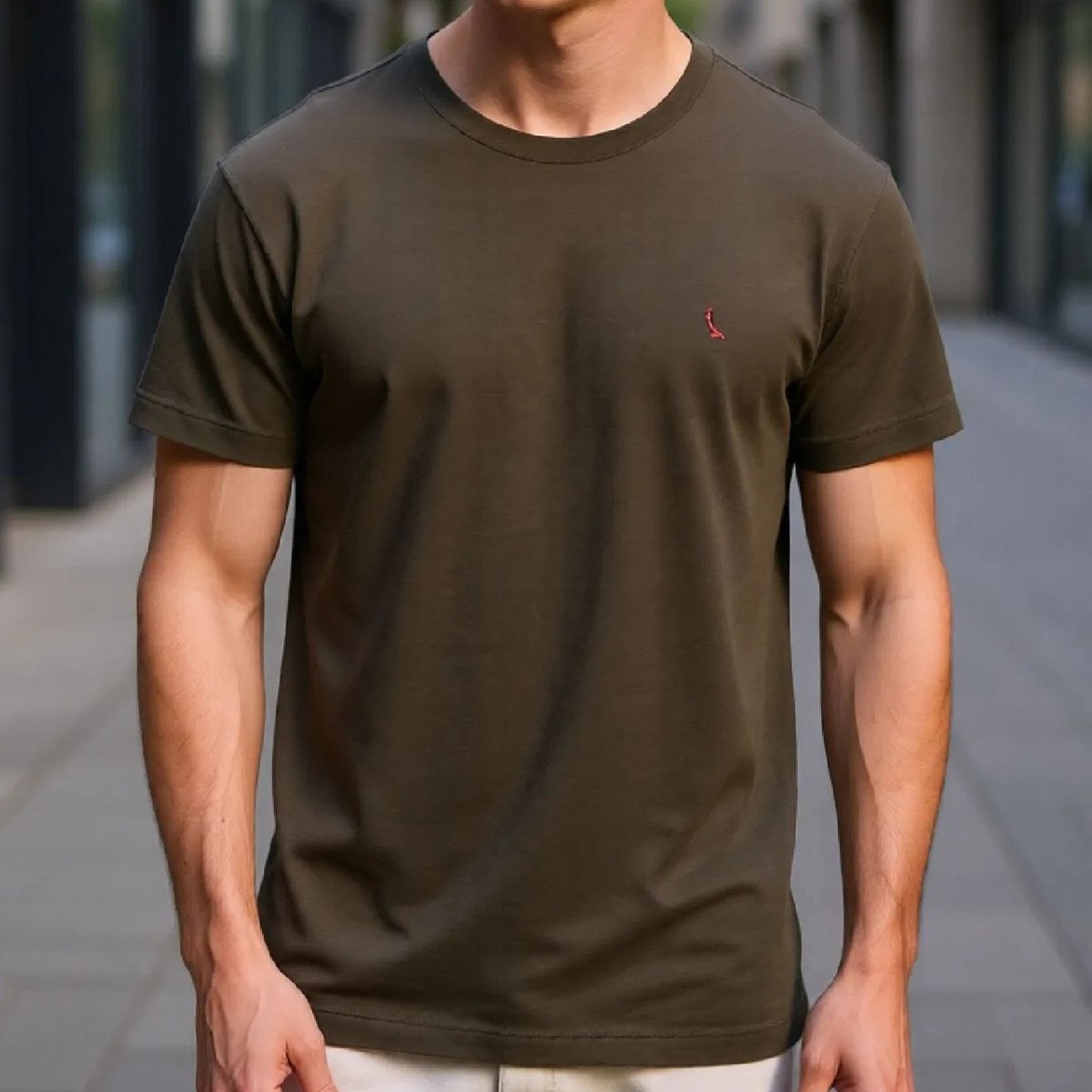✨ Camiseta Regular Vento Reserva Masculina Verde-musgo Liso G