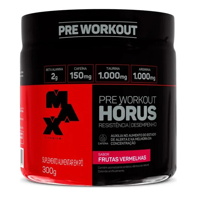 ✨ Pré Treino Hórus 300g Max Titanium Frutas Vermelhas Energia Sustentada