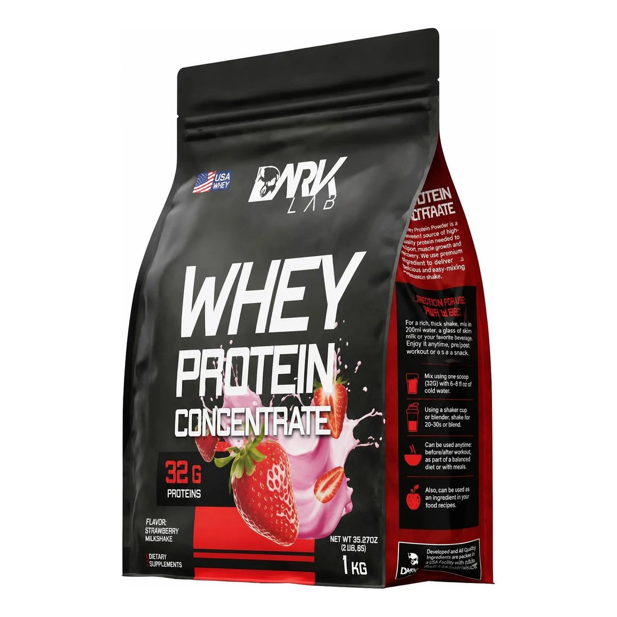✨ Whey Protein Concentrado 1kg Morango Dark Lab Morango