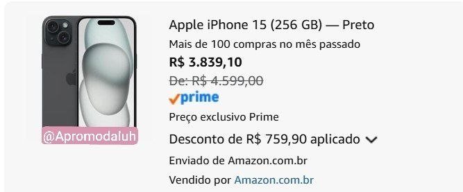✨ Apple iPhone 15 (256 GB) — Preto