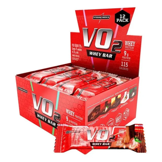 ✨ Barra De Proteina Vo2 Whey 12 Unidades - Integralmedica Sabor Chocolate