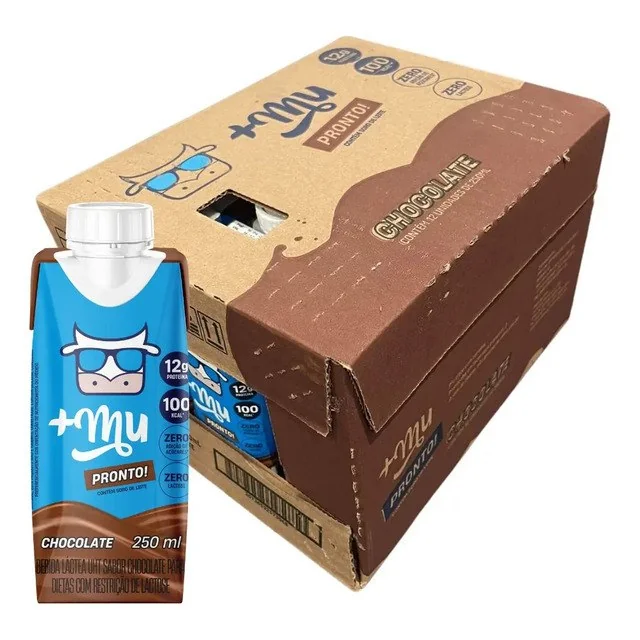 ✨ +mu Mulkshake Bebida Com Whey Chocolate 250ml -12 Unidades
