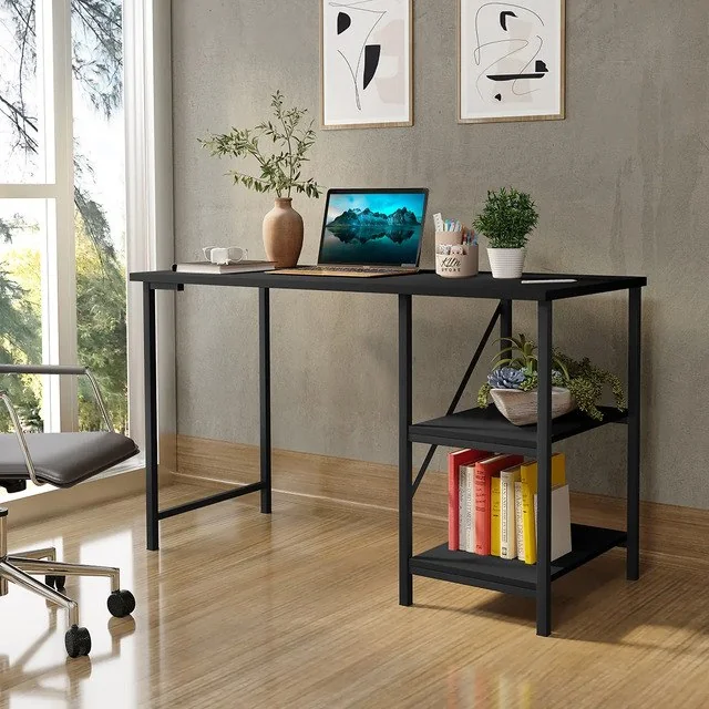 ✨ Escrivaninha Mesa Office Estudo Estilo Industrial Cor Preto 1,10m Klm Store