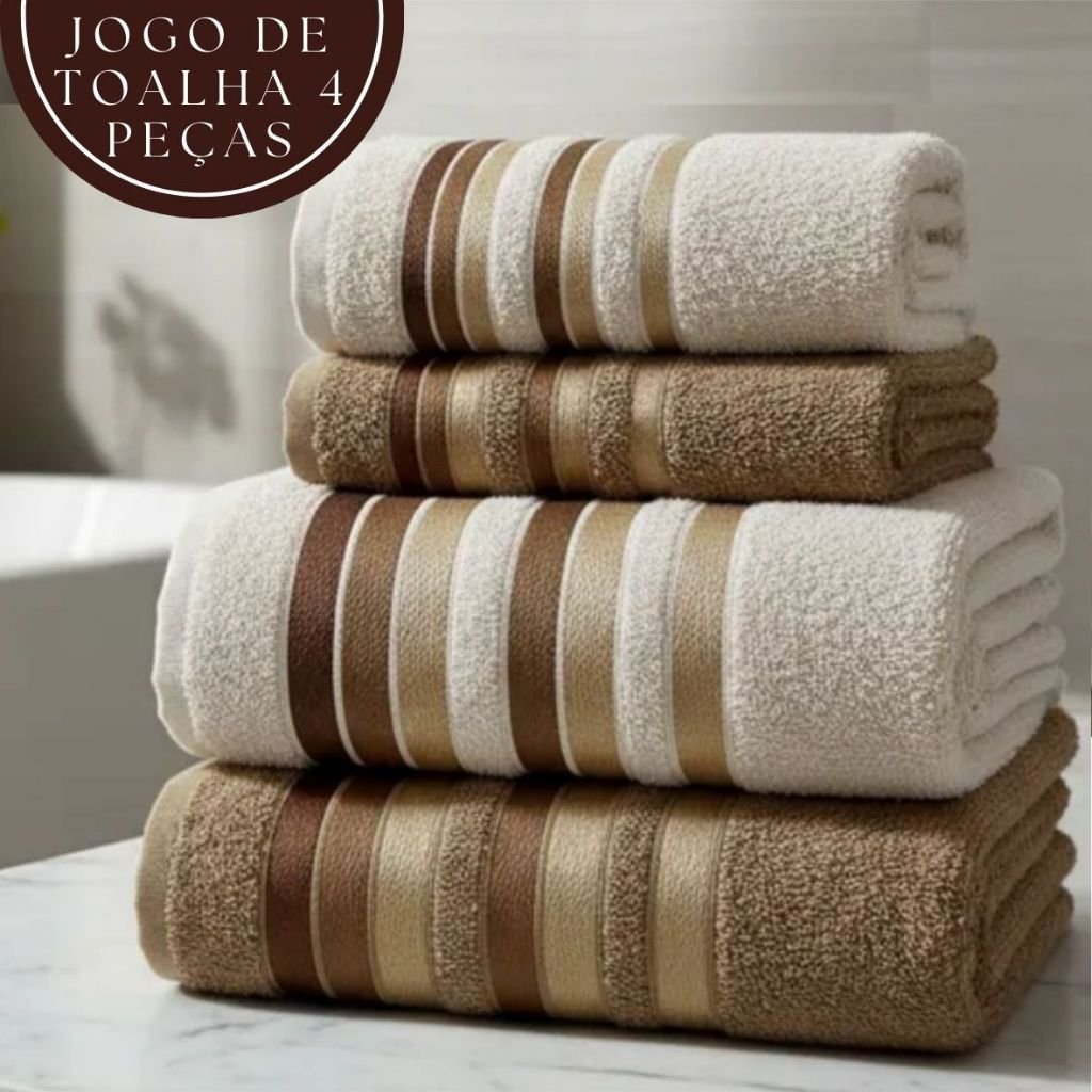 ✨Jogo de Toalha 2 Banho e 2 Rosto 100% Algodão Excelente Absorção Felpuda Macia Premier Habitat