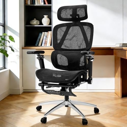 ✨ VireColor Cadeira de Escritório Ergonômica Giratória Mesh Com Apoio de Pés
