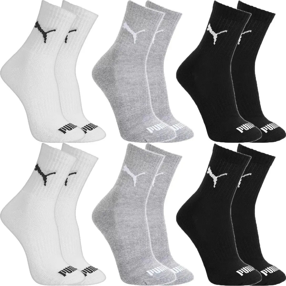 ✨ Kit 6 Pares Meias Puma Cano Médio Alto Atoalhada Original